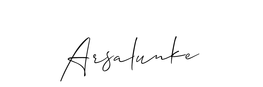 Use a signature maker to create a handwritten signature online. With this signature software, you can design (Allison_Script) your own signature for name Arsalunke. Arsalunke signature style 2 images and pictures png