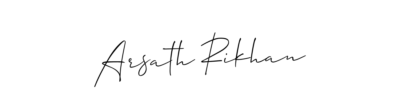 Use a signature maker to create a handwritten signature online. With this signature software, you can design (Allison_Script) your own signature for name Arsath Rikhan. Arsath Rikhan signature style 2 images and pictures png