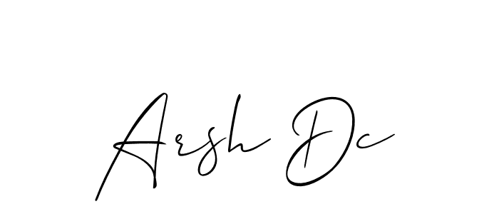 The best way (Allison_Script) to make a short signature is to pick only two or three words in your name. The name Arsh Dc include a total of six letters. For converting this name. Arsh Dc signature style 2 images and pictures png