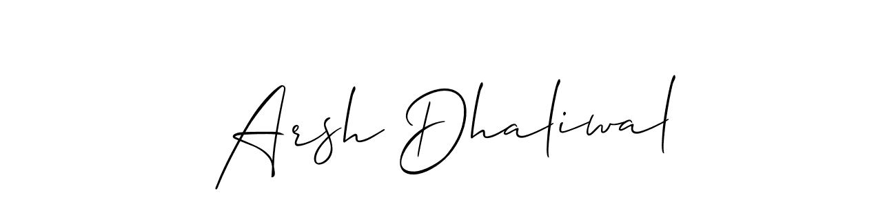 The best way (Allison_Script) to make a short signature is to pick only two or three words in your name. The name Arsh Dhaliwal include a total of six letters. For converting this name. Arsh Dhaliwal signature style 2 images and pictures png