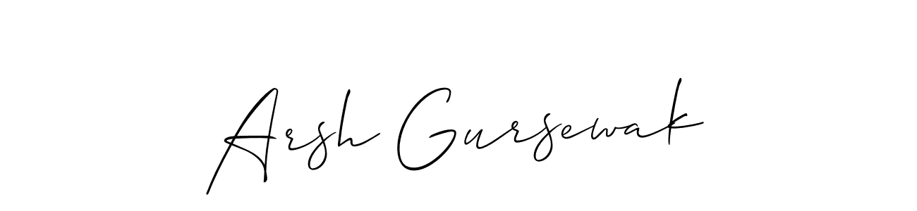 How to make Arsh Gursewak name signature. Use Allison_Script style for creating short signs online. This is the latest handwritten sign. Arsh Gursewak signature style 2 images and pictures png