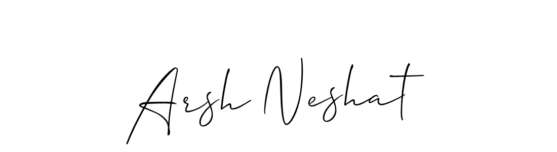 How to make Arsh Neshat name signature. Use Allison_Script style for creating short signs online. This is the latest handwritten sign. Arsh Neshat signature style 2 images and pictures png