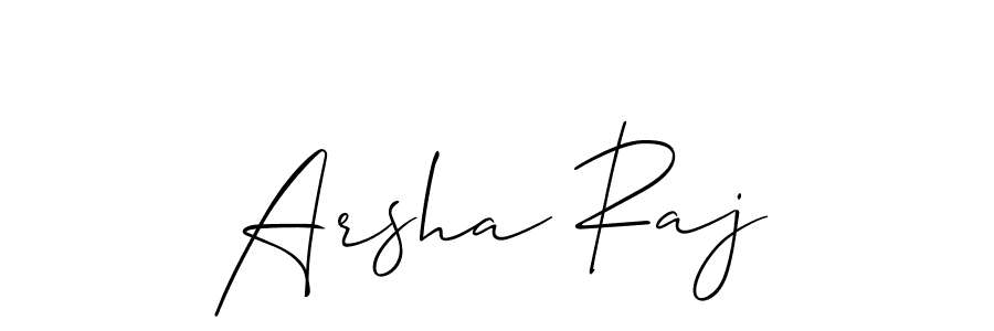 How to make Arsha Raj name signature. Use Allison_Script style for creating short signs online. This is the latest handwritten sign. Arsha Raj signature style 2 images and pictures png