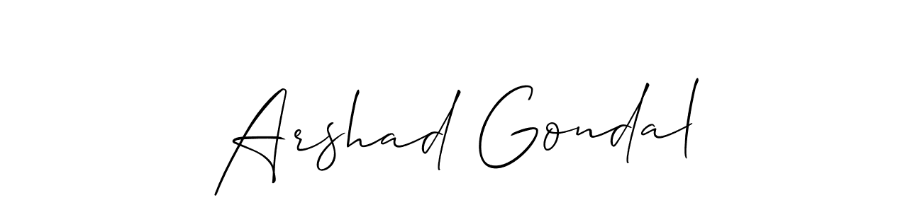 Create a beautiful signature design for name Arshad Gondal. With this signature (Allison_Script) fonts, you can make a handwritten signature for free. Arshad Gondal signature style 2 images and pictures png
