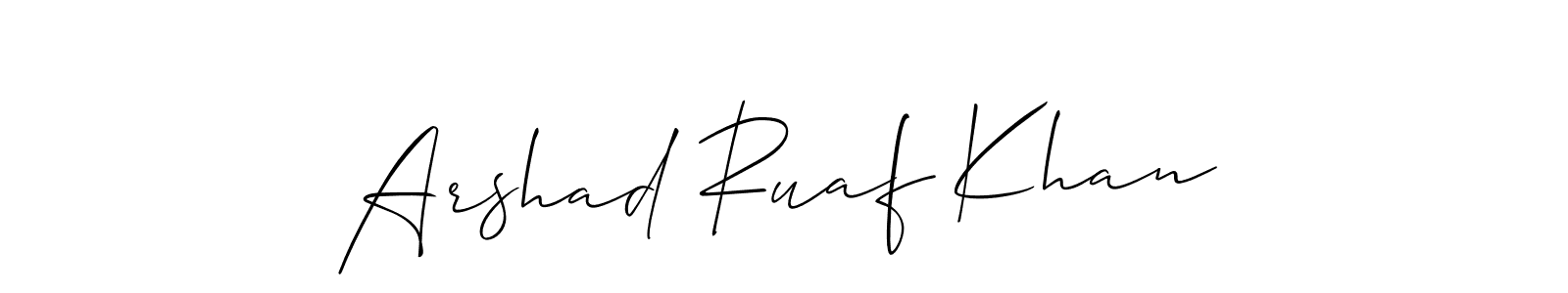 Also we have Arshad Ruaf Khan name is the best signature style. Create professional handwritten signature collection using Allison_Script autograph style. Arshad Ruaf Khan signature style 2 images and pictures png