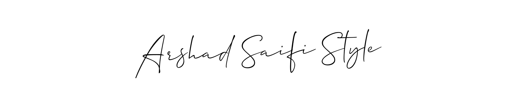 The best way (Allison_Script) to make a short signature is to pick only two or three words in your name. The name Arshad Saifi Style include a total of six letters. For converting this name. Arshad Saifi Style signature style 2 images and pictures png