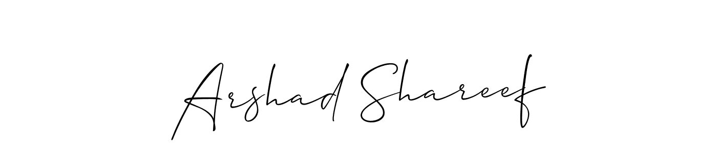 The best way (Allison_Script) to make a short signature is to pick only two or three words in your name. The name Arshad Shareef include a total of six letters. For converting this name. Arshad Shareef signature style 2 images and pictures png