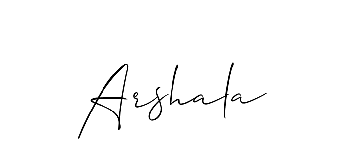 The best way (Allison_Script) to make a short signature is to pick only two or three words in your name. The name Arshala include a total of six letters. For converting this name. Arshala signature style 2 images and pictures png