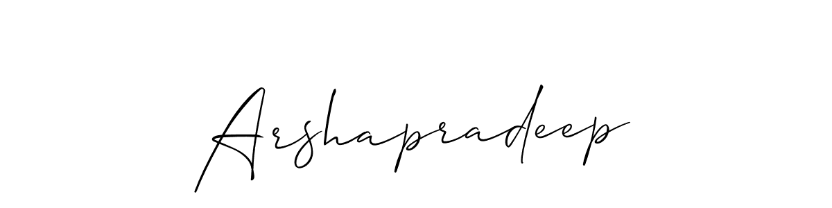 Create a beautiful signature design for name Arshapradeep. With this signature (Allison_Script) fonts, you can make a handwritten signature for free. Arshapradeep signature style 2 images and pictures png
