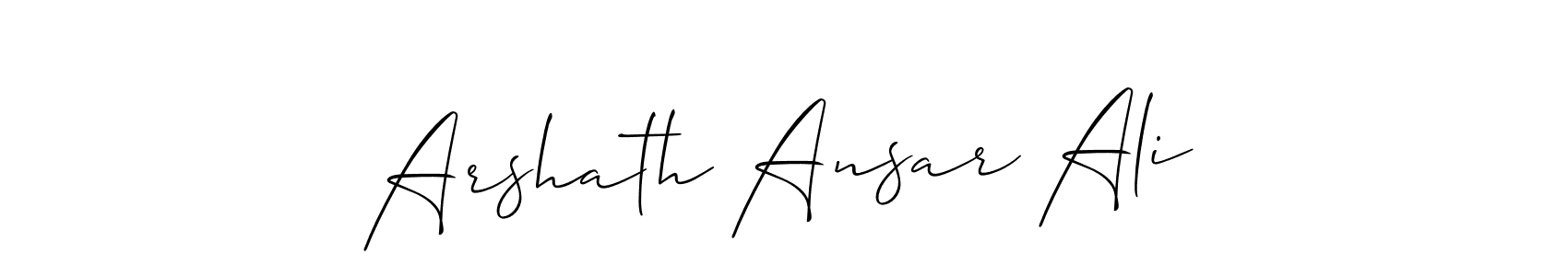 It looks lik you need a new signature style for name Arshath Ansar Ali. Design unique handwritten (Allison_Script) signature with our free signature maker in just a few clicks. Arshath Ansar Ali signature style 2 images and pictures png