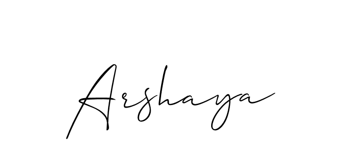 Allison_Script is a professional signature style that is perfect for those who want to add a touch of class to their signature. It is also a great choice for those who want to make their signature more unique. Get Arshaya name to fancy signature for free. Arshaya signature style 2 images and pictures png