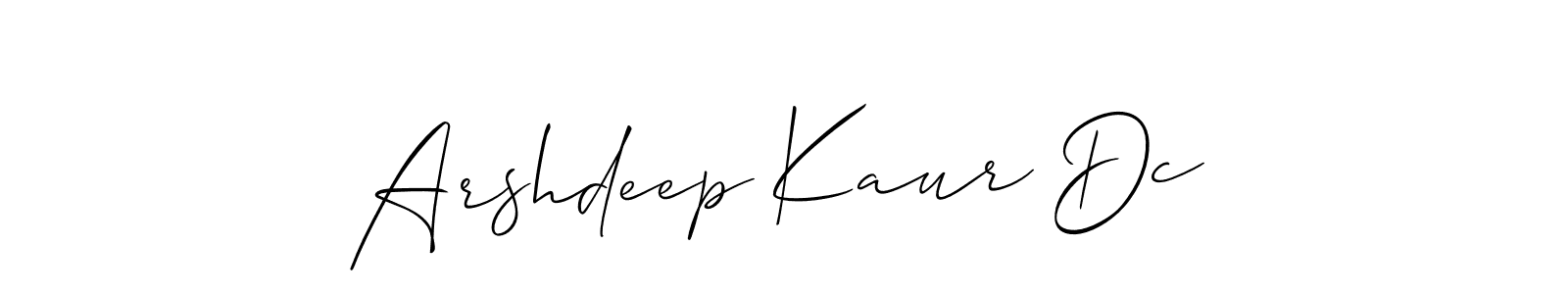 Also You can easily find your signature by using the search form. We will create Arshdeep Kaur Dc name handwritten signature images for you free of cost using Allison_Script sign style. Arshdeep Kaur Dc signature style 2 images and pictures png