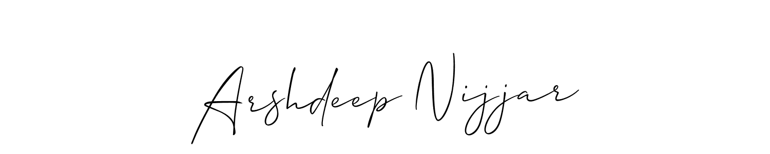 Allison_Script is a professional signature style that is perfect for those who want to add a touch of class to their signature. It is also a great choice for those who want to make their signature more unique. Get Arshdeep Nijjar name to fancy signature for free. Arshdeep Nijjar signature style 2 images and pictures png