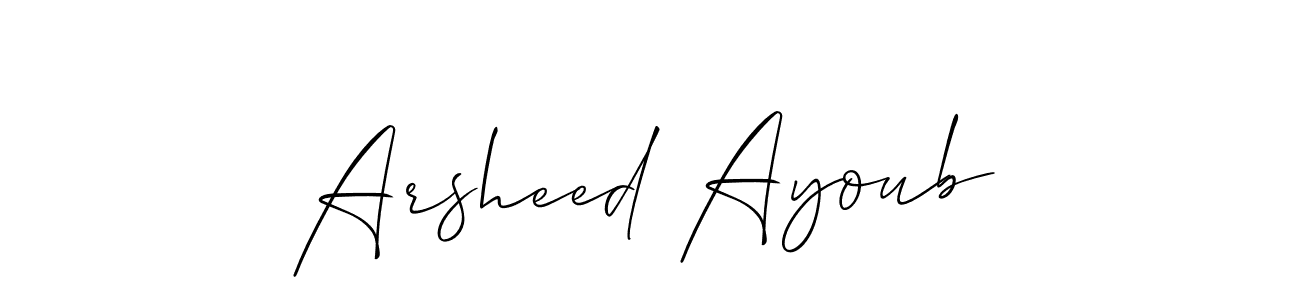 Create a beautiful signature design for name Arsheed Ayoub. With this signature (Allison_Script) fonts, you can make a handwritten signature for free. Arsheed Ayoub signature style 2 images and pictures png