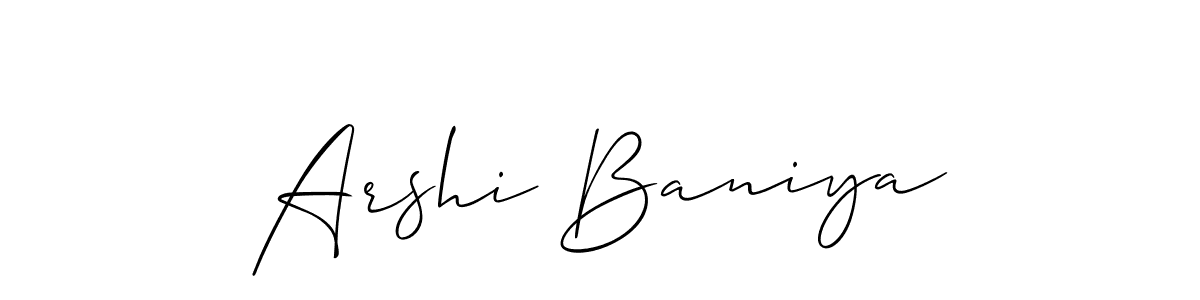 Allison_Script is a professional signature style that is perfect for those who want to add a touch of class to their signature. It is also a great choice for those who want to make their signature more unique. Get Arshi Baniya name to fancy signature for free. Arshi Baniya signature style 2 images and pictures png