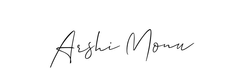 Use a signature maker to create a handwritten signature online. With this signature software, you can design (Allison_Script) your own signature for name Arshi Monu. Arshi Monu signature style 2 images and pictures png