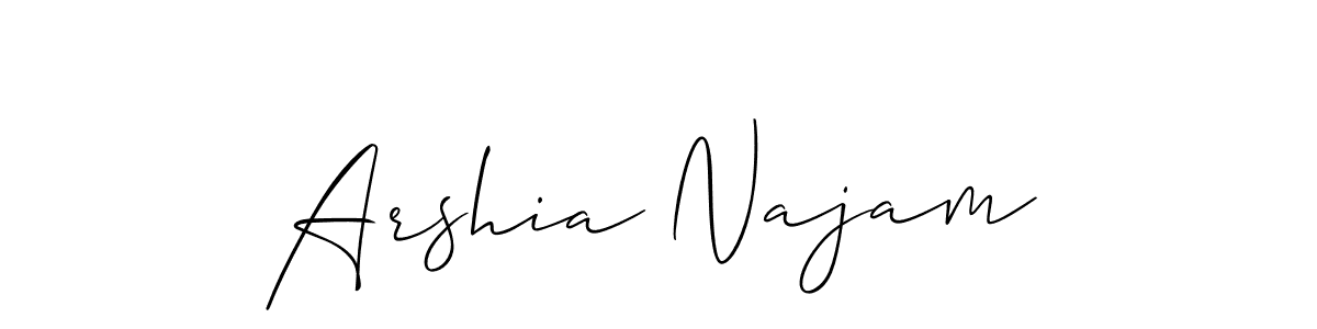 if you are searching for the best signature style for your name Arshia Najam. so please give up your signature search. here we have designed multiple signature styles  using Allison_Script. Arshia Najam signature style 2 images and pictures png