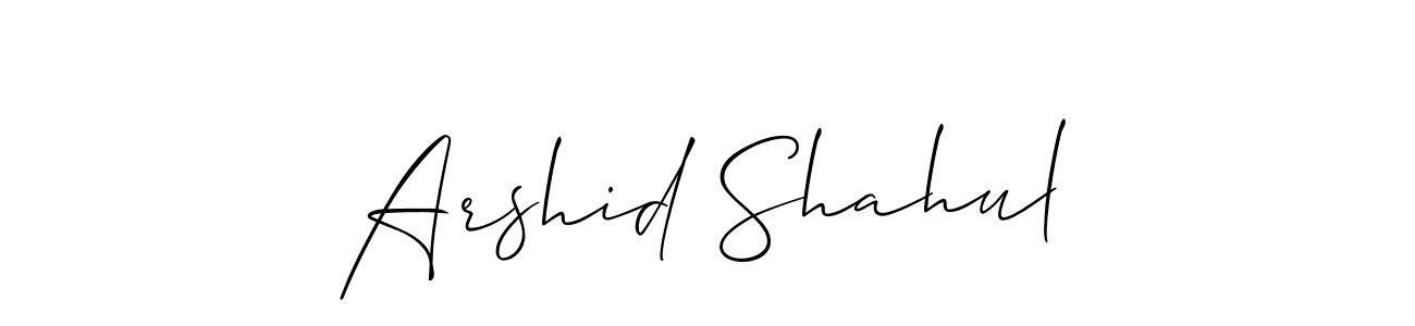 if you are searching for the best signature style for your name Arshid Shahul. so please give up your signature search. here we have designed multiple signature styles  using Allison_Script. Arshid Shahul signature style 2 images and pictures png