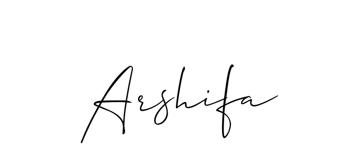 It looks lik you need a new signature style for name Arshifa. Design unique handwritten (Allison_Script) signature with our free signature maker in just a few clicks. Arshifa signature style 2 images and pictures png