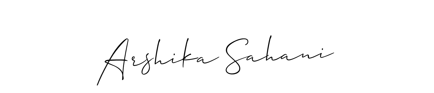 if you are searching for the best signature style for your name Arshika Sahani. so please give up your signature search. here we have designed multiple signature styles  using Allison_Script. Arshika Sahani signature style 2 images and pictures png