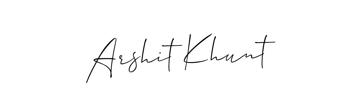 How to make Arshit Khunt signature? Allison_Script is a professional autograph style. Create handwritten signature for Arshit Khunt name. Arshit Khunt signature style 2 images and pictures png