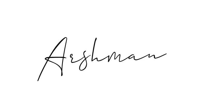 Make a beautiful signature design for name Arshman. With this signature (Allison_Script) style, you can create a handwritten signature for free. Arshman signature style 2 images and pictures png