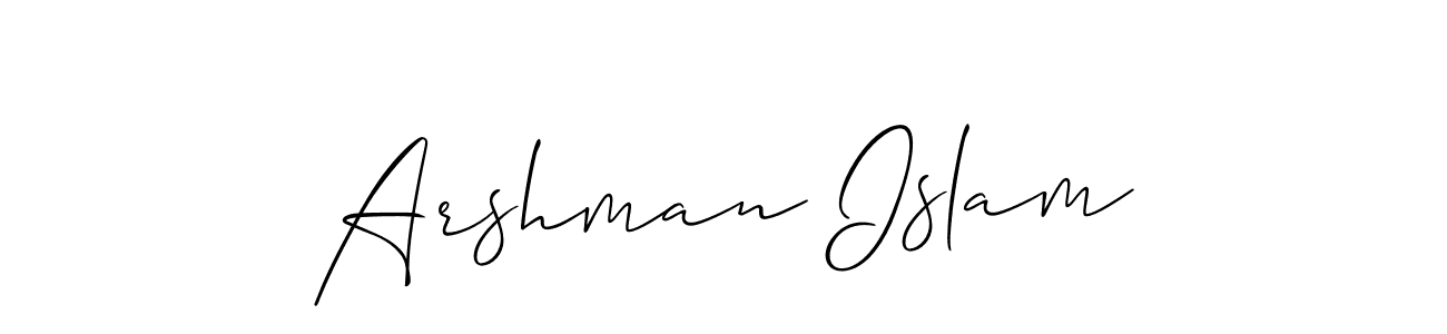 You should practise on your own different ways (Allison_Script) to write your name (Arshman Islam) in signature. don't let someone else do it for you. Arshman Islam signature style 2 images and pictures png