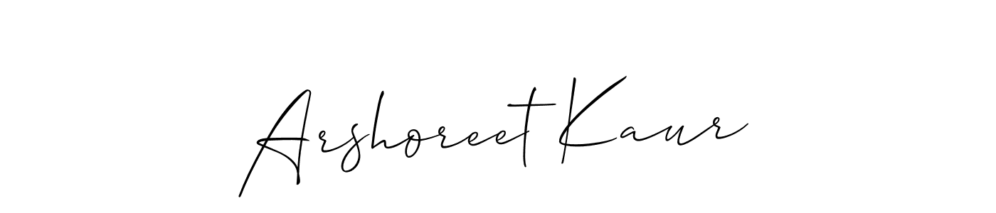 Make a beautiful signature design for name Arshoreet Kaur. With this signature (Allison_Script) style, you can create a handwritten signature for free. Arshoreet Kaur signature style 2 images and pictures png