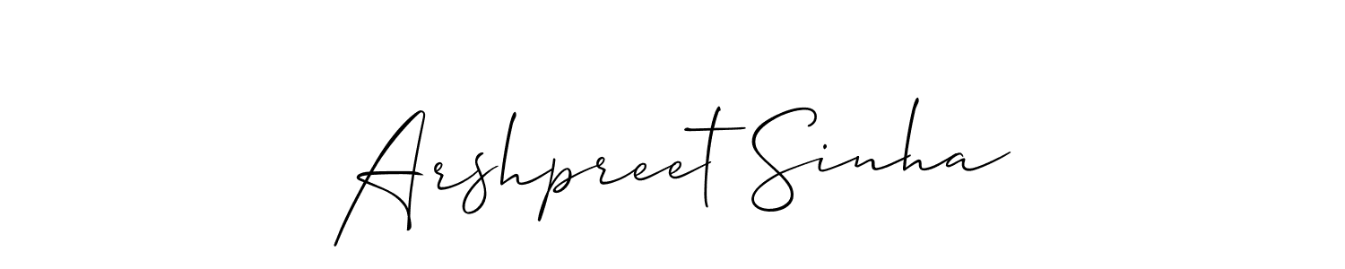 How to make Arshpreet Sinha signature? Allison_Script is a professional autograph style. Create handwritten signature for Arshpreet Sinha name. Arshpreet Sinha signature style 2 images and pictures png