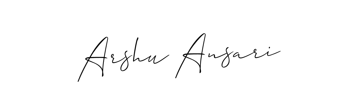 You should practise on your own different ways (Allison_Script) to write your name (Arshu Ansari) in signature. don't let someone else do it for you. Arshu Ansari signature style 2 images and pictures png