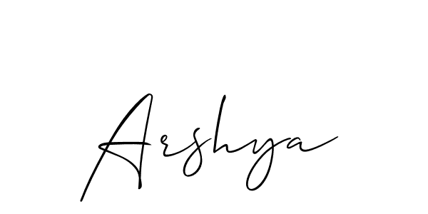 Make a beautiful signature design for name Arshya. With this signature (Allison_Script) style, you can create a handwritten signature for free. Arshya signature style 2 images and pictures png