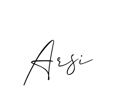 Design your own signature with our free online signature maker. With this signature software, you can create a handwritten (Allison_Script) signature for name Arsi. Arsi signature style 2 images and pictures png