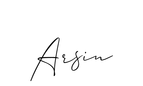 Use a signature maker to create a handwritten signature online. With this signature software, you can design (Allison_Script) your own signature for name Arsin. Arsin signature style 2 images and pictures png
