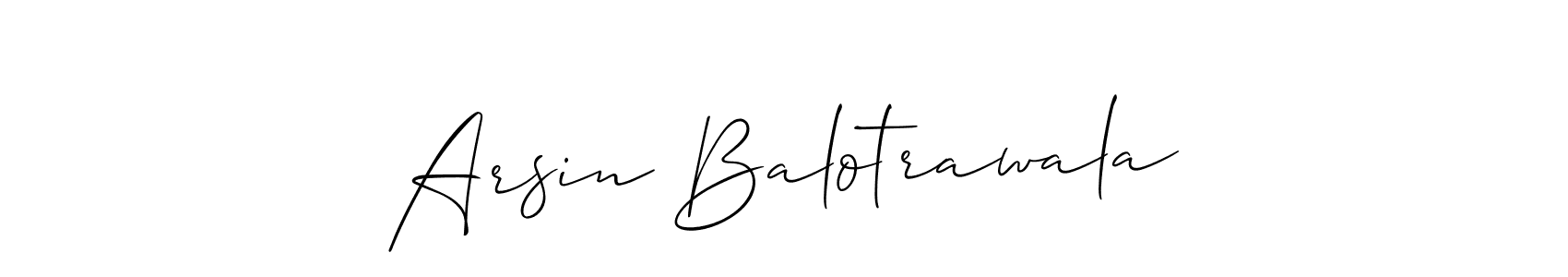 Make a beautiful signature design for name Arsin Balotrawala. With this signature (Allison_Script) style, you can create a handwritten signature for free. Arsin Balotrawala signature style 2 images and pictures png