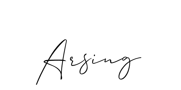 Use a signature maker to create a handwritten signature online. With this signature software, you can design (Allison_Script) your own signature for name Arsing. Arsing signature style 2 images and pictures png