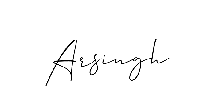 Use a signature maker to create a handwritten signature online. With this signature software, you can design (Allison_Script) your own signature for name Arsingh. Arsingh signature style 2 images and pictures png