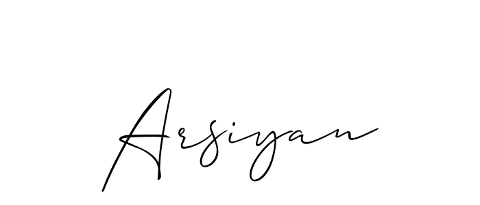 How to make Arsiyan signature? Allison_Script is a professional autograph style. Create handwritten signature for Arsiyan name. Arsiyan signature style 2 images and pictures png