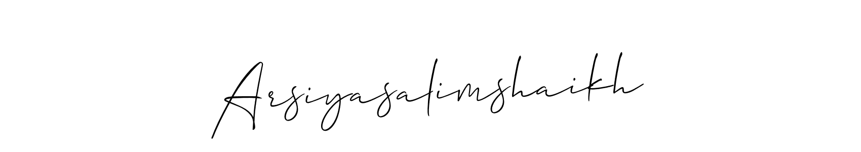 Once you've used our free online signature maker to create your best signature Allison_Script style, it's time to enjoy all of the benefits that Arsiyasalimshaikh name signing documents. Arsiyasalimshaikh signature style 2 images and pictures png