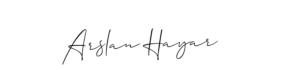 Create a beautiful signature design for name Arslan Hayar. With this signature (Allison_Script) fonts, you can make a handwritten signature for free. Arslan Hayar signature style 2 images and pictures png