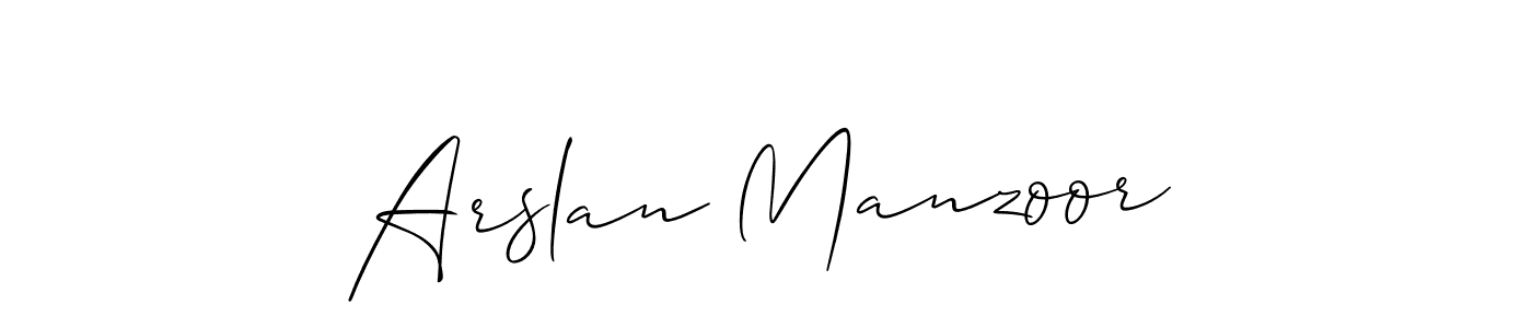 Use a signature maker to create a handwritten signature online. With this signature software, you can design (Allison_Script) your own signature for name Arslan Manzoor. Arslan Manzoor signature style 2 images and pictures png
