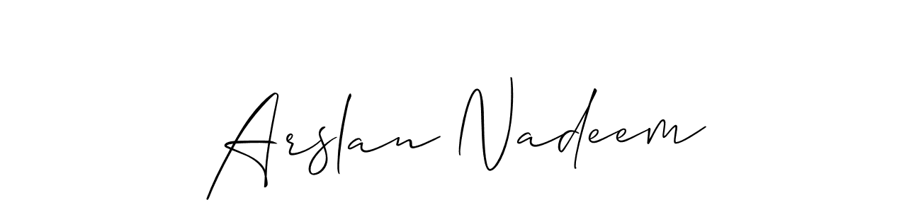 Create a beautiful signature design for name Arslan Nadeem. With this signature (Allison_Script) fonts, you can make a handwritten signature for free. Arslan Nadeem signature style 2 images and pictures png