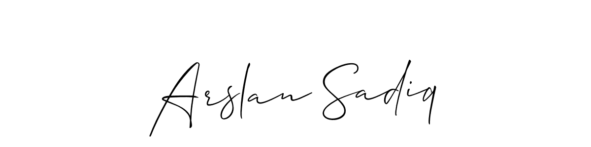 It looks lik you need a new signature style for name Arslan Sadiq. Design unique handwritten (Allison_Script) signature with our free signature maker in just a few clicks. Arslan Sadiq signature style 2 images and pictures png