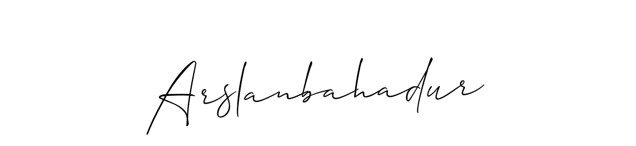 How to make Arslanbahadur name signature. Use Allison_Script style for creating short signs online. This is the latest handwritten sign. Arslanbahadur signature style 2 images and pictures png