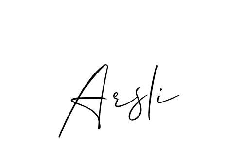 How to make Arsli name signature. Use Allison_Script style for creating short signs online. This is the latest handwritten sign. Arsli signature style 2 images and pictures png
