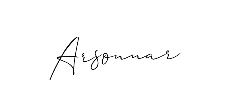 Use a signature maker to create a handwritten signature online. With this signature software, you can design (Allison_Script) your own signature for name Arsonnar. Arsonnar signature style 2 images and pictures png