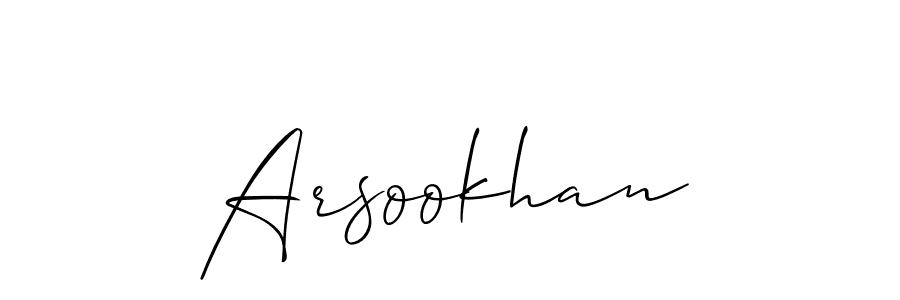 Use a signature maker to create a handwritten signature online. With this signature software, you can design (Allison_Script) your own signature for name Arsookhan. Arsookhan signature style 2 images and pictures png