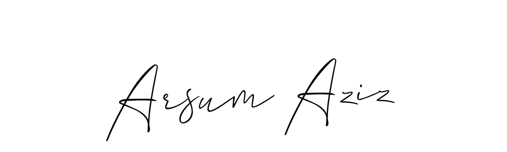 The best way (Allison_Script) to make a short signature is to pick only two or three words in your name. The name Arsum Aziz include a total of six letters. For converting this name. Arsum Aziz signature style 2 images and pictures png