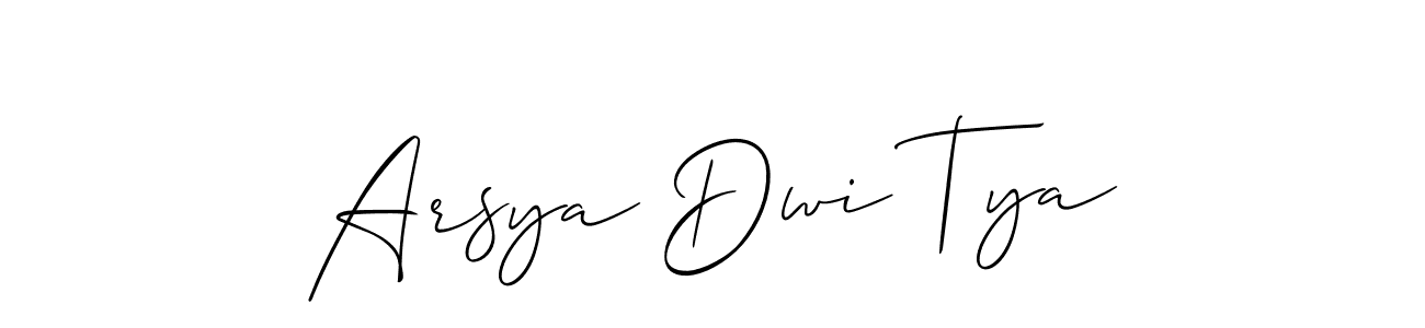 It looks lik you need a new signature style for name Arsya Dwi Tya. Design unique handwritten (Allison_Script) signature with our free signature maker in just a few clicks. Arsya Dwi Tya signature style 2 images and pictures png