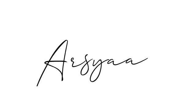 Design your own signature with our free online signature maker. With this signature software, you can create a handwritten (Allison_Script) signature for name Arsyaa. Arsyaa signature style 2 images and pictures png