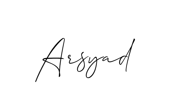 Design your own signature with our free online signature maker. With this signature software, you can create a handwritten (Allison_Script) signature for name Arsyad. Arsyad signature style 2 images and pictures png